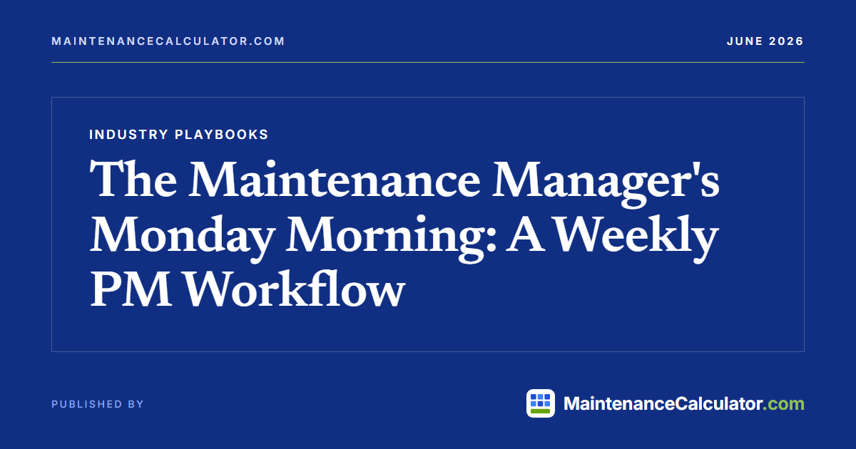 The Maintenance Manager's Monday Morning: A Weekly PM Workflow