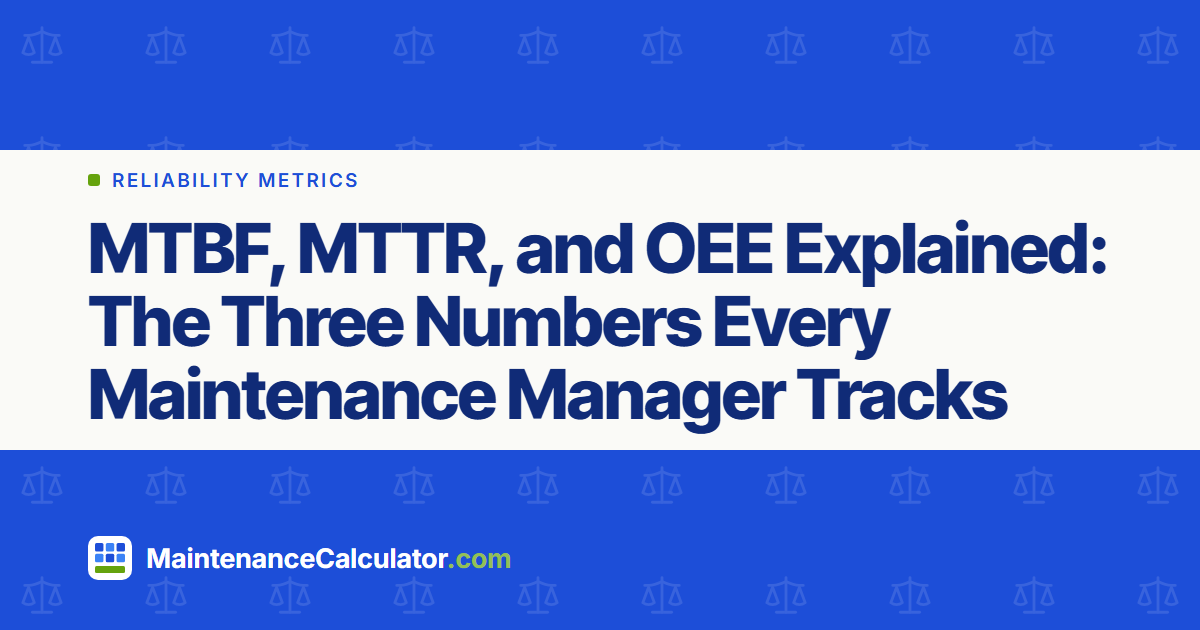 MTBF, MTTR, and OEE Explained: The Three Numbers Every Maintenance Manager Tracks
